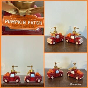 NWT- Set of 2- Fall- Red Farmtruck- Pumpkin Patch Scented Hand Soap Dispensers